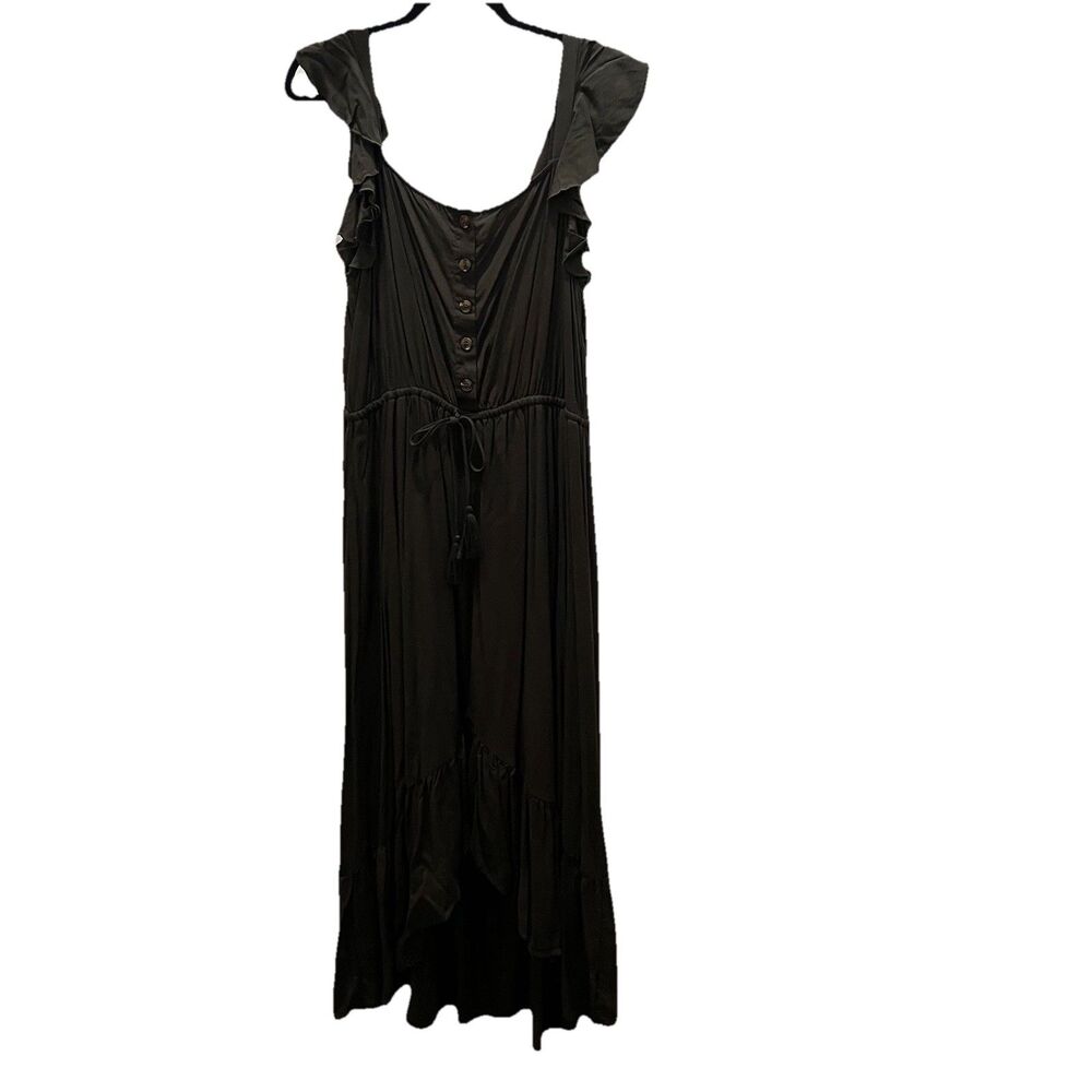 Indigo Rose Olive Green Ruffle Flutter Sleeve Button Front Midi Dress Womens XL